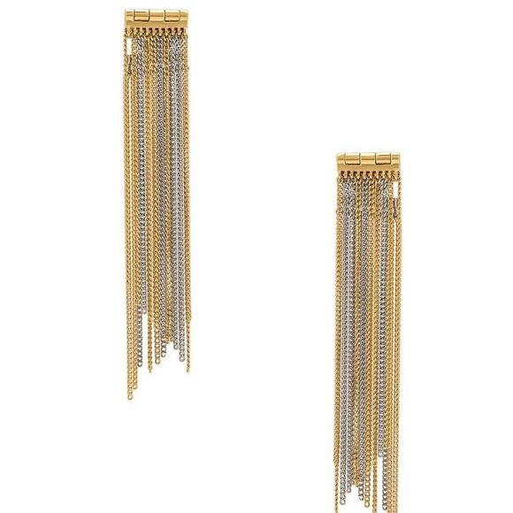 Women's Demarson Naya Gold and Silver Chain Fringe/Tassel Earrings Boho - Picture 1 of 10